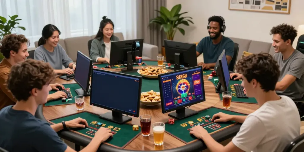 Players enjoying SIN88 nhà cái in a vibrant gaming atmosphere with engaging visuals and live interactions.