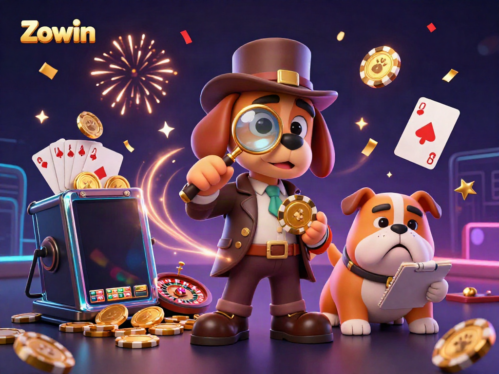 Experience thrilling moments with Zowin as the detective and bulldog uncover casino treasures.